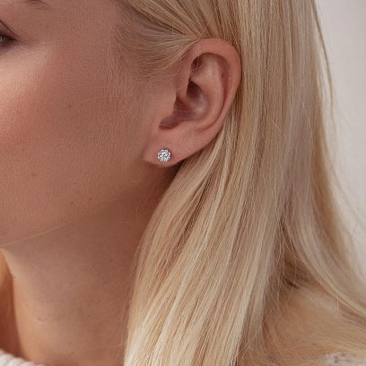 Золотые серьги - пусеты с бриллиантами сб0225са №2