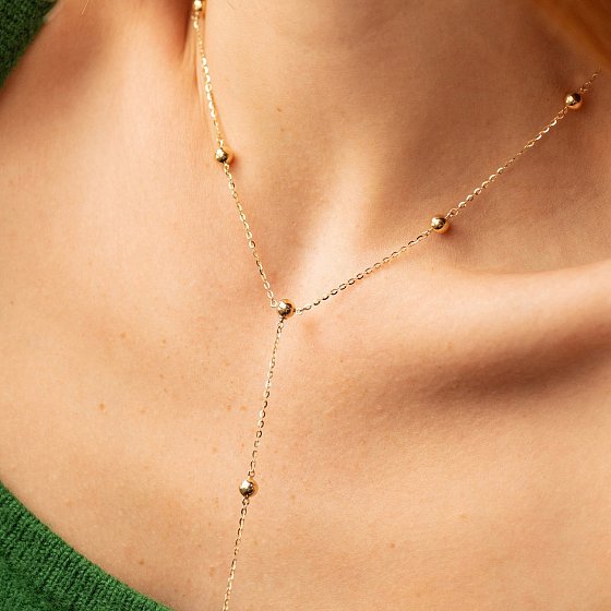 Колье 2 в 1 "Шарики" в желтом золоте кол02473 №4