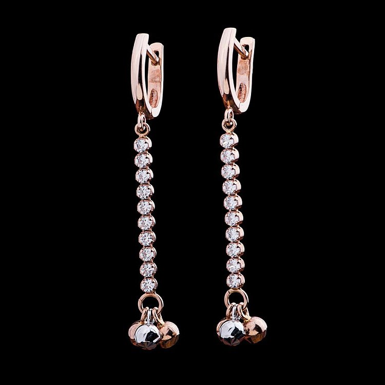 Золоті сережки з фіанітами с01575 від ювелірного магазину Онікс - 1