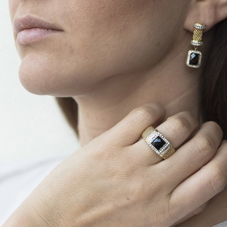 Серьги из золота с фианитами с03372 от ювелирного магазина Оникс - 2