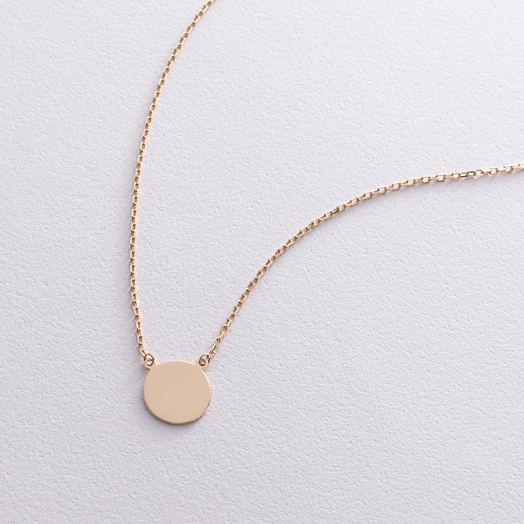 Кольє "Монетка" в жовтому золоті (можливе гравіювання) кол02041 від ювелірного магазину Онікс