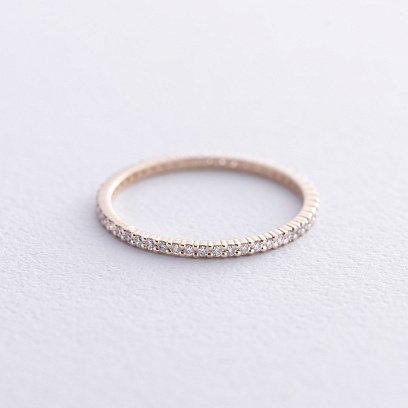 Каблучка з доріжкою діамантів (жовте золото) 217843121 №3