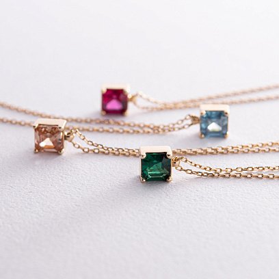 Золоте кольє "Альма" (блакитний фіаніт) кол02369 №9