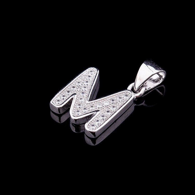 Серебряная подвеска "Буква М" с фианитами 132212 М от ювелирного магазина Оникс