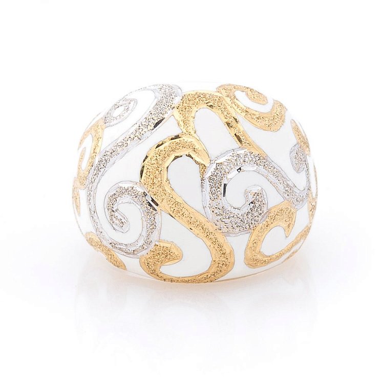 Золота каблучка з емаллю к03990 - 2 Золота каблучка з емаллю к03990 від ювелірного магазину Онікс - 2