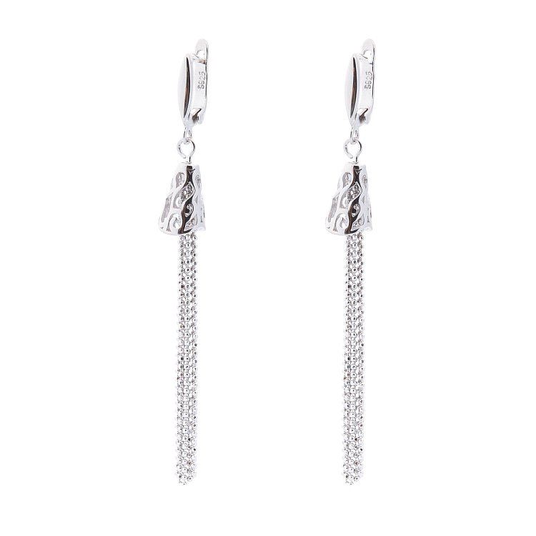 Серебряные серьги без камней 122234 от ювелирного магазина Оникс - 1