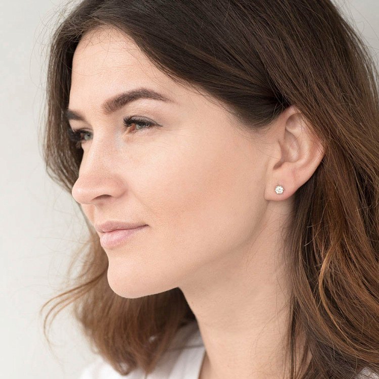 Золотые серьги-пусеты (бриллианты) е0465 от ювелирного магазина Оникс - 4