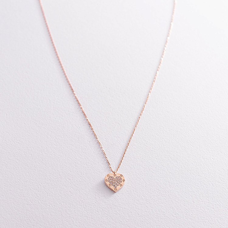 Золоте кольє "Серце" з фіанітами кол01713 від ювелірного магазину Онікс