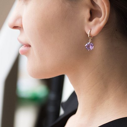 Золоті сережки "Захоплення" з аметистом с05299 №10