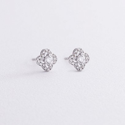 Золоті сережки - пусети "Конюшина" діамантами сб0544са