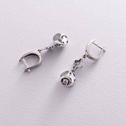 Золоті сережки "Конюшина" з фіанітами с04488 №5