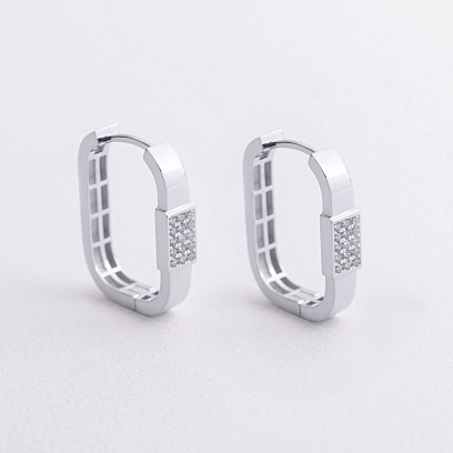 Серьги "Marta" с фианитами (белое золото) с09584