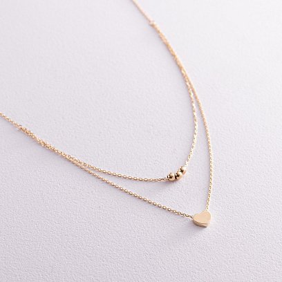 Подвійне золоте кольє "Кульки та сердечко" кол02301 №4