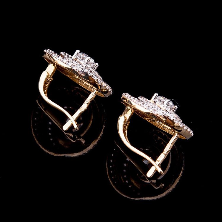 Золоті сережки з фіанітами с02273 від ювелірного магазину Онікс - 1