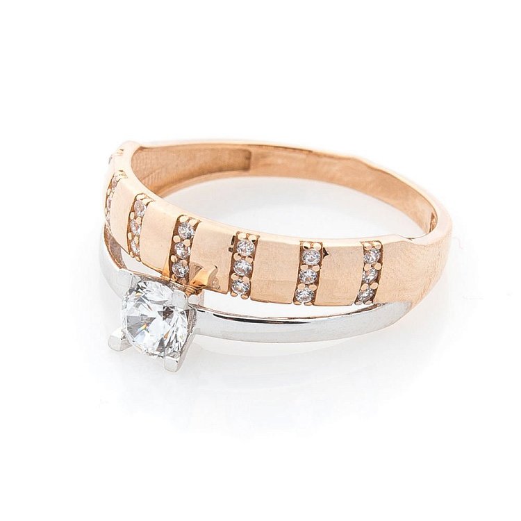 Заручальна каблучка з фіанітами к04240 від ювелірного магазину Онікс