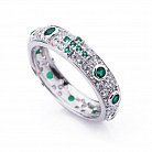 Срібний перстень із зеленими фіанітами 111928 от ювелирного магазина Оникс