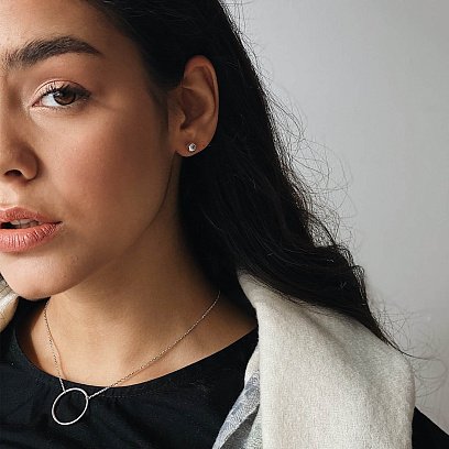 Серебряные серьги - пусеты "Шарики" 123006 №3