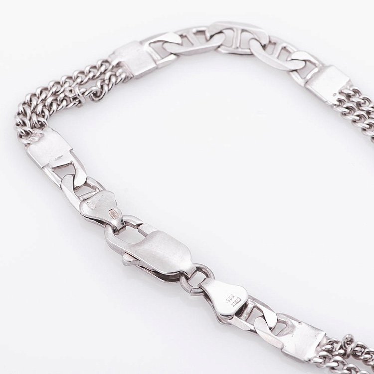 Чоловічий срібний браслет плетіння "Барлі" і "панцирні" 14666 від ювелірного магазину Онікс - 2