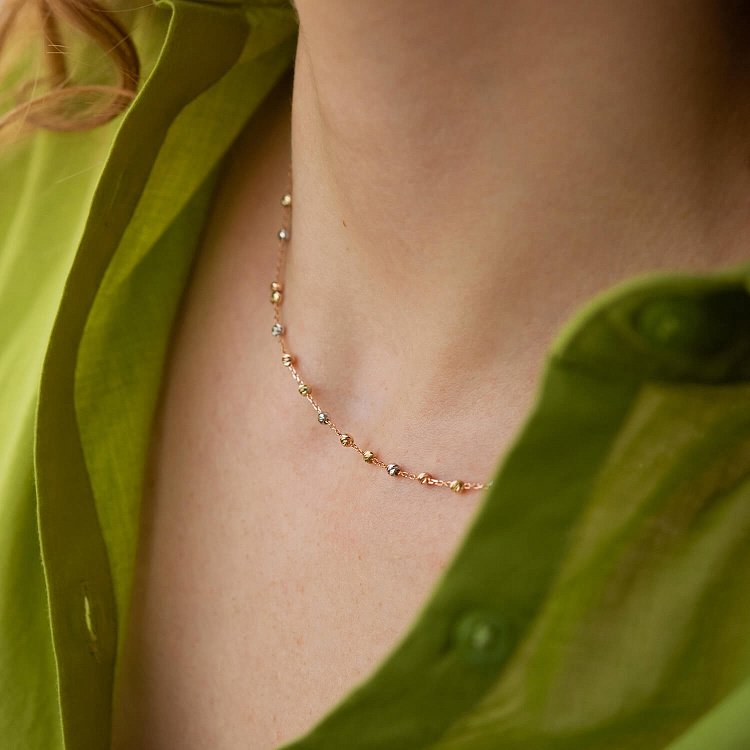 Кольє "Кульки" у трьох кольорах золота кол02330 від ювелірного магазину Онікс - 1