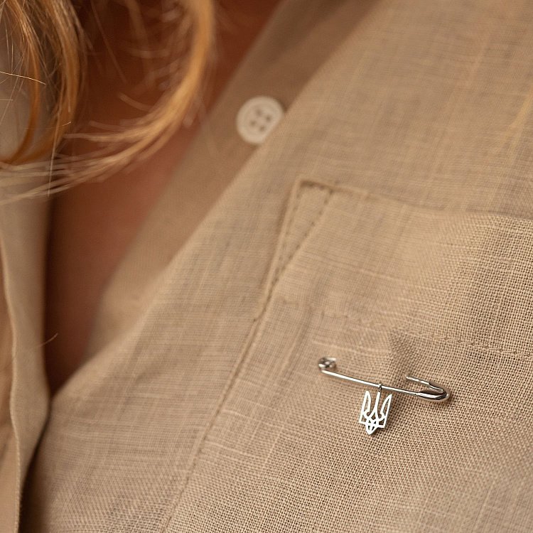 Срібна шпилька "Герб України - Тризуб" 21055 від ювелірного магазину Онікс - 1