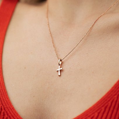 Крестик в красном золоте mini п03859 №2