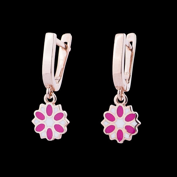 Детские золотые серьги "Цветочек" с04796рс от ювелирного магазина Оникс