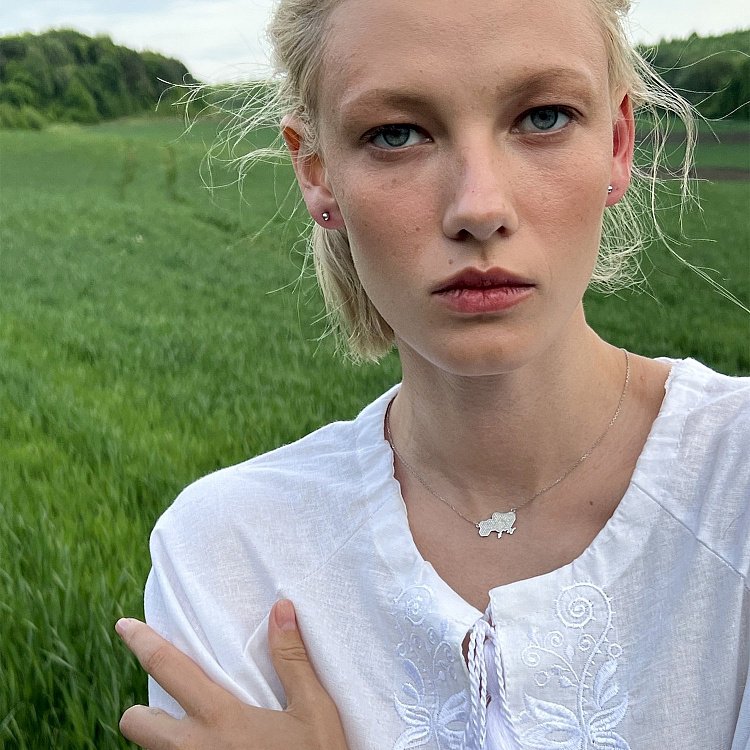 Золоте кольє "Україна" з діамантами 125431121 від ювелірного магазину Онікс - 6