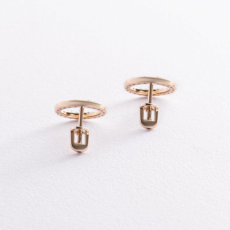 Сережки - пусети "Кругообіг" з фіанітами 1.2 см (жовте золото) с08399 від ювелірного магазину Онікс - 7