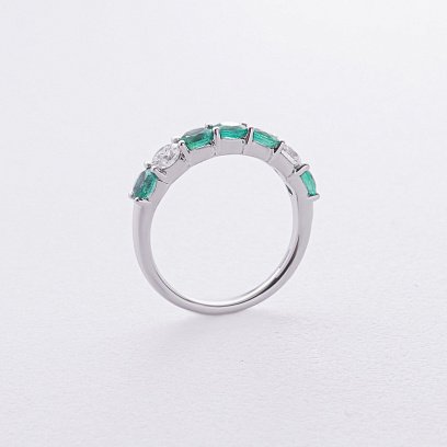 Золота каблучка з смарагдами та діамантами кб0374nl №5