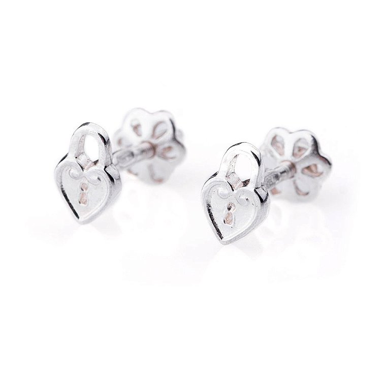 Срібні сережки-пусети "Замочки" 121885 від ювелірного магазину Онікс