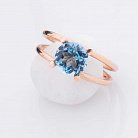 Золотое кольцо с голубым топазом к01062 от ювелирного магазина Оникс - 3