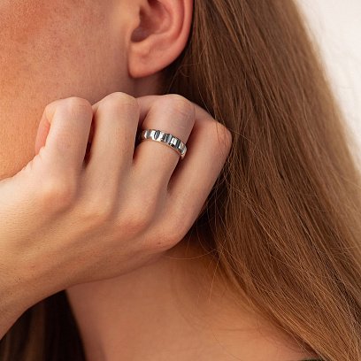 Серебряное кольцо "Nicole" (чернение) 112806 №4