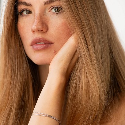 Подвійний срібний браслет "Ланцюжок" 141783 №4