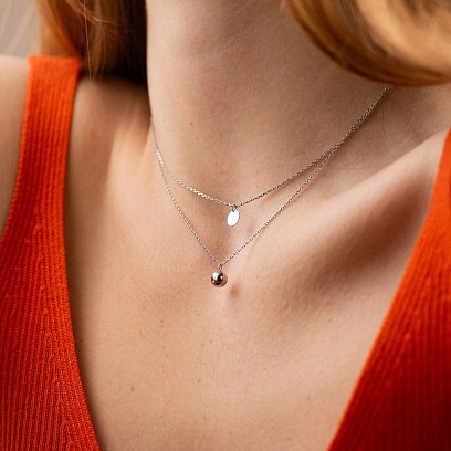 Подвійне кольє "Куля і монетка" в білому золоті кол01893 №8