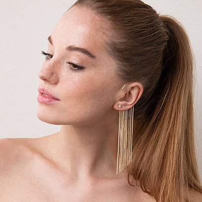 Сережка - каффа "Неповторність" в жовтому золоті с07560 №5