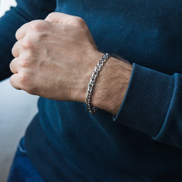 Чоловічий срібний браслет (Рембо 0.7 см) р0203211 від ювелірного магазину Онікс - 1