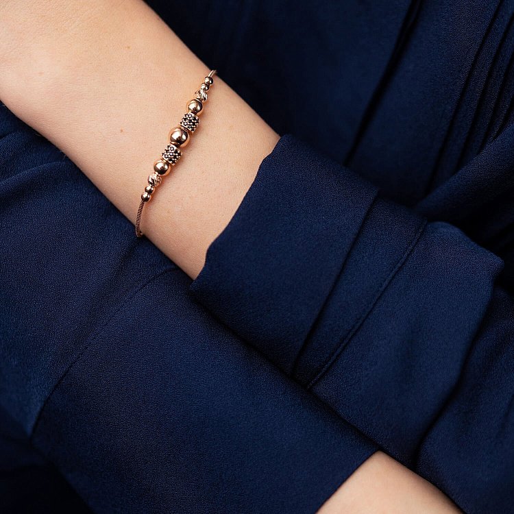 Браслет "Шарики" в красном золоте (фианиты) б05192 от ювелирного магазина Оникс - 1