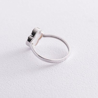 Каблучка "Конюшина" в білому золоті (перламутр) к06737 №7