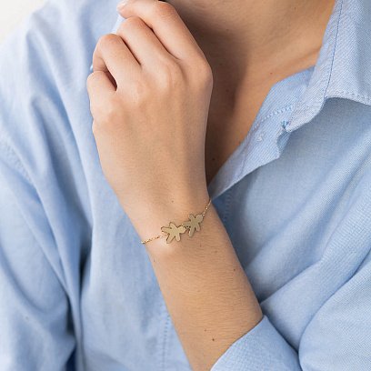 Браслет "Два хлопчики" у жовтому золоті (можливе гравіювання) з2089ж №5