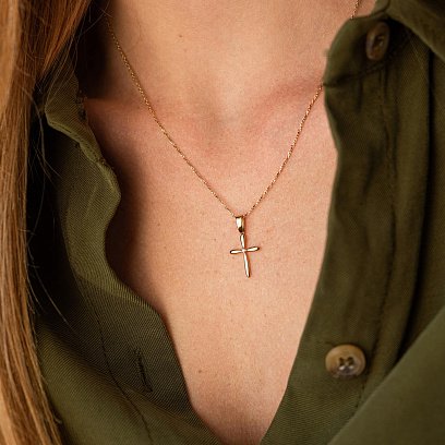 Золоте кольє "Хрестик" з фіанітом кол02195 №2