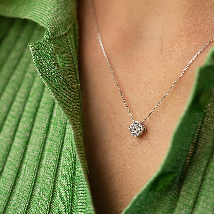 Золоте кольє "Конюшина" з діамантами 133871121 від ювелірного магазину Онікс - 3