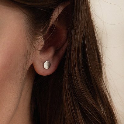 Срібні сережки-пусети без каменів 122437 №8