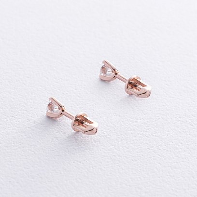 Золотые серьги - пусеты (фианиты) с01569 №2