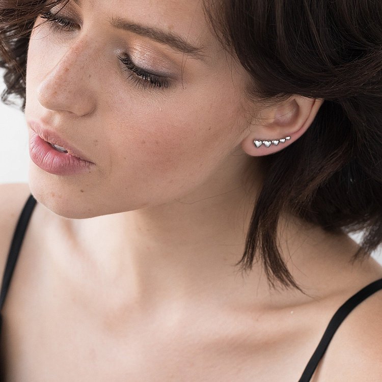 Золоті сережки - клаймбери "Сердечка" с06300 від ювелірного магазину Онікс - 2