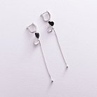 Срібні сережки "Сердечка" (емаль, фіаніт) 122789 от ювелирного магазина Оникс - 2
