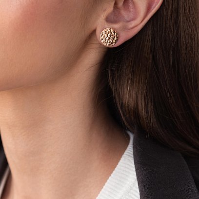 Сережки - пусети "Теона" у червоному золоті с07799 №11