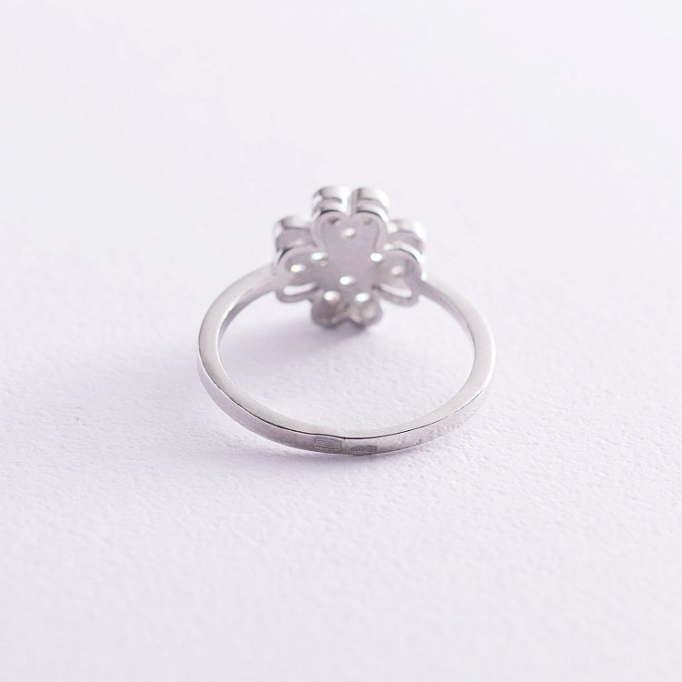 Серебряное кольцо "Клевер" (фианит) 112541 от ювелирного магазина Оникс - 2