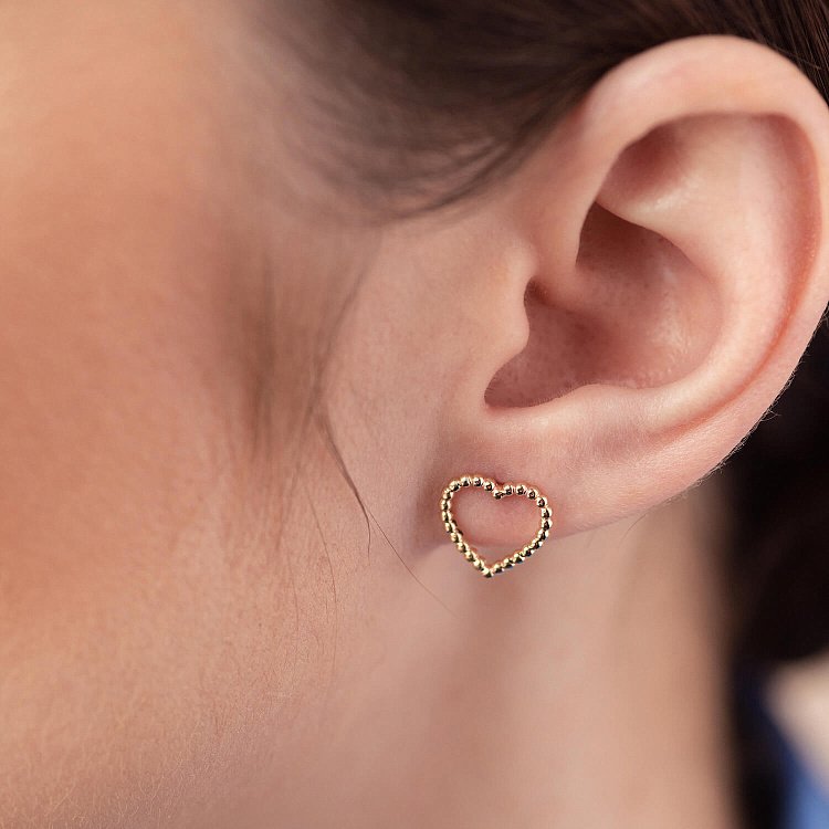 Сережки - пусети "Сердечки" у жовтому золоті с08444 від ювелірного магазину Онікс - 3