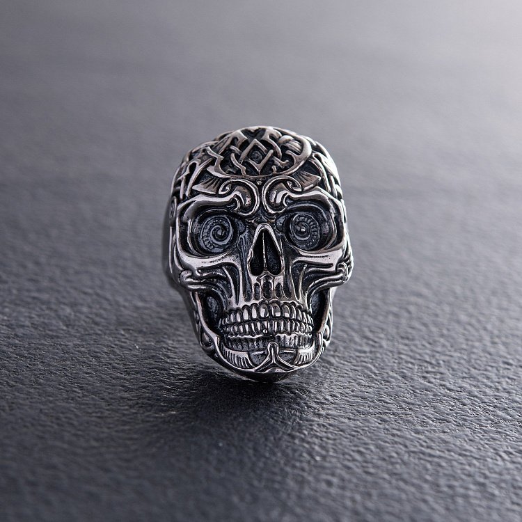 Срібний чоловічий перстень з черепом (чорніння) 112190 від ювелірного магазину Онікс - 5