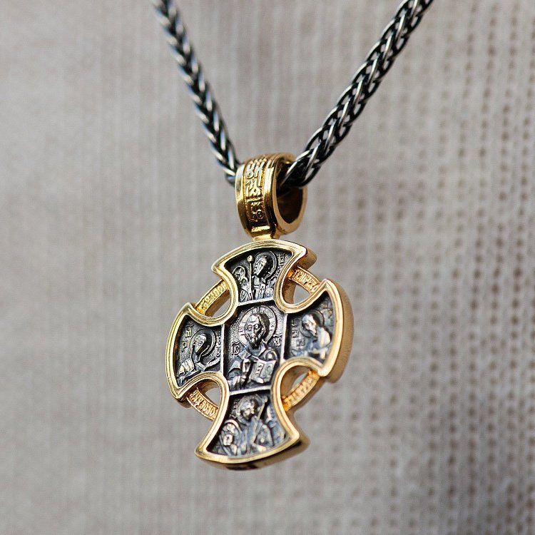 Срібний православний хрест (позолота, чорніння) 133211 від ювелірного магазину Онікс - 3